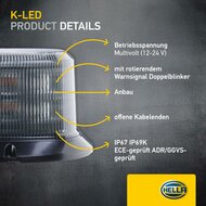 HELLA K-LED QUADRA Rundumleuchte Orange | Smoke