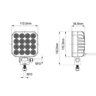 LED Arbeitsscheinwerfer 11 &times; 11 cm | 9.600 Lumen