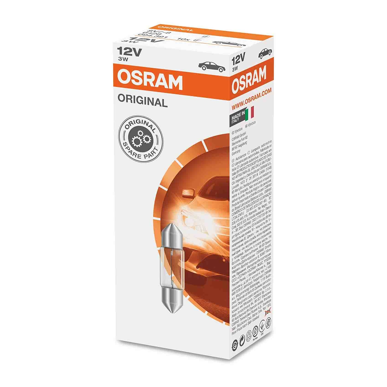 Osram Glühbirne SV7-8 12V 3W Original Line 10 Stück
