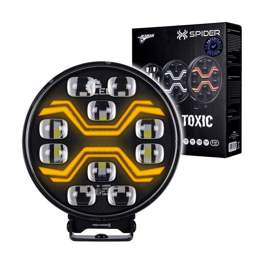 X-Spider Toxic LED-Strahler rund | Tagfahrlicht + LED-Blinker