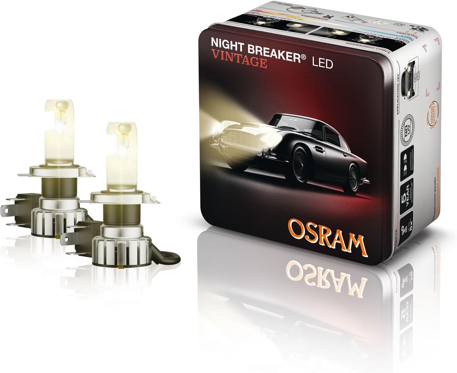 Osram Night Breaker LED Vintage H4 + R2 ECE-zugelassenes Set | +330%