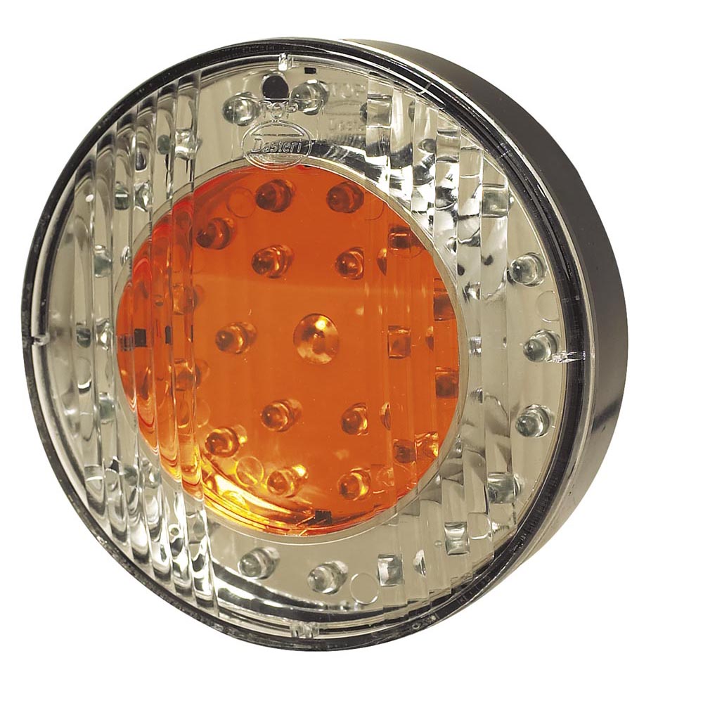 Dasteri LED R&uuml;ckleuchte mit 3 Funktionen 12V Rund &Oslash;103mm