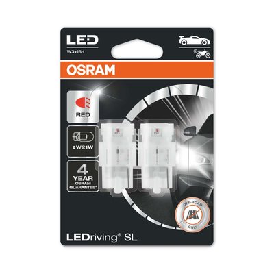 Osram W21W LED Retrofit Rood 12V W3X16d 2 Stück