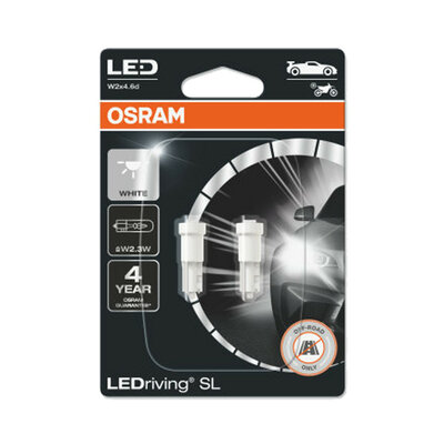 Osram W2.3W LED Retrofit Weiss 12V W2x4.6d T5 2 Stück