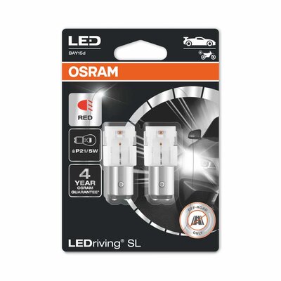 Osram P21/5W LED Retrofit Rot 12V BAY15d 2 Stück