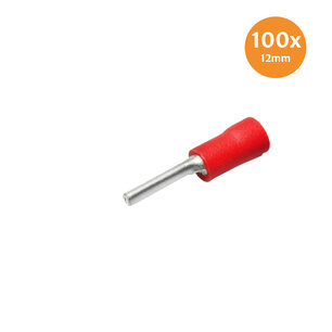 Stiftkabelschuhe Isoliert Rot 12mm 100 Stück