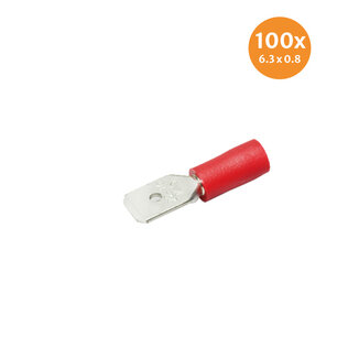 Flachsteck Isoliert Rot (6,3x0,8mm) 100 Stück