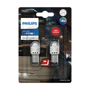 Philips P21W LED Retrofit Rot 12V BA15s 2 Stück
